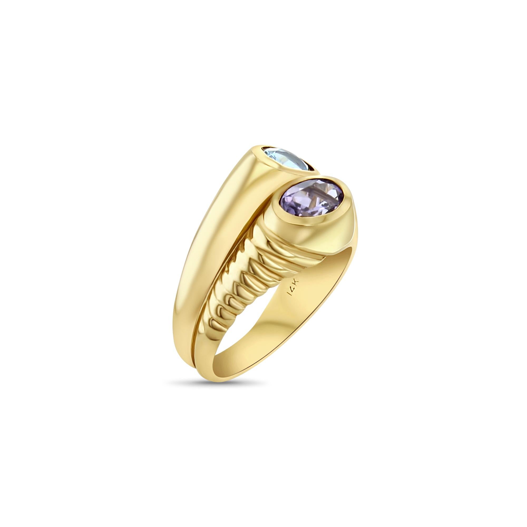 ♥ Ring Summary ♥

Main Stone: Amethyst, Citrine, Blue Topaz 
Stone Cut: Oval
Band Material: 14k Yellow Gold
Dimensions: 20mm x 8mm
Weight: 10 grams

