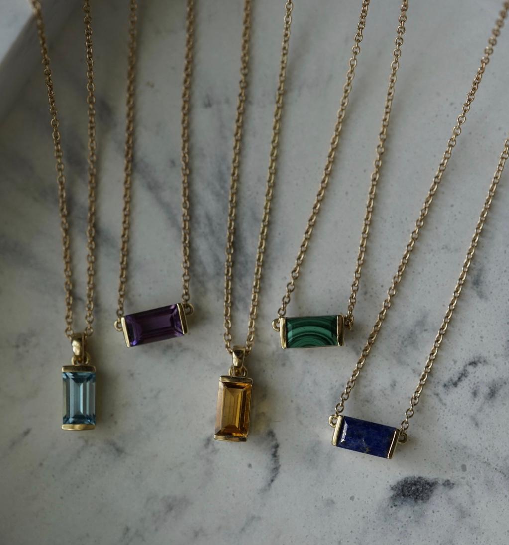 Emerald Cut Amethyst Bonbon Necklace For Sale