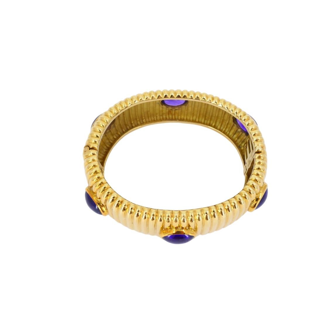 Cabochon Bracciale di ametista in oro 18 carati Vintage By in vendita