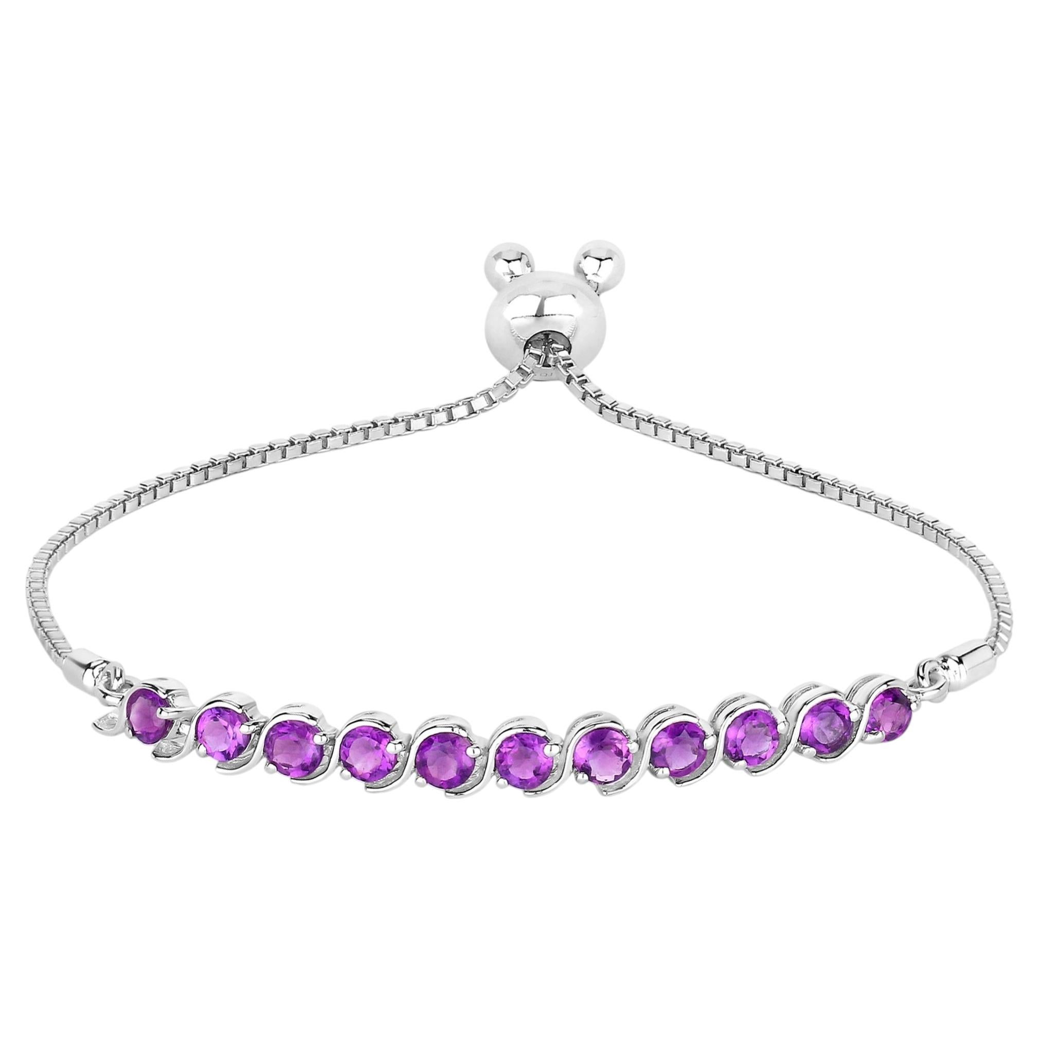 Amethyst Bracelet 2.62 Carats Sterling Silver