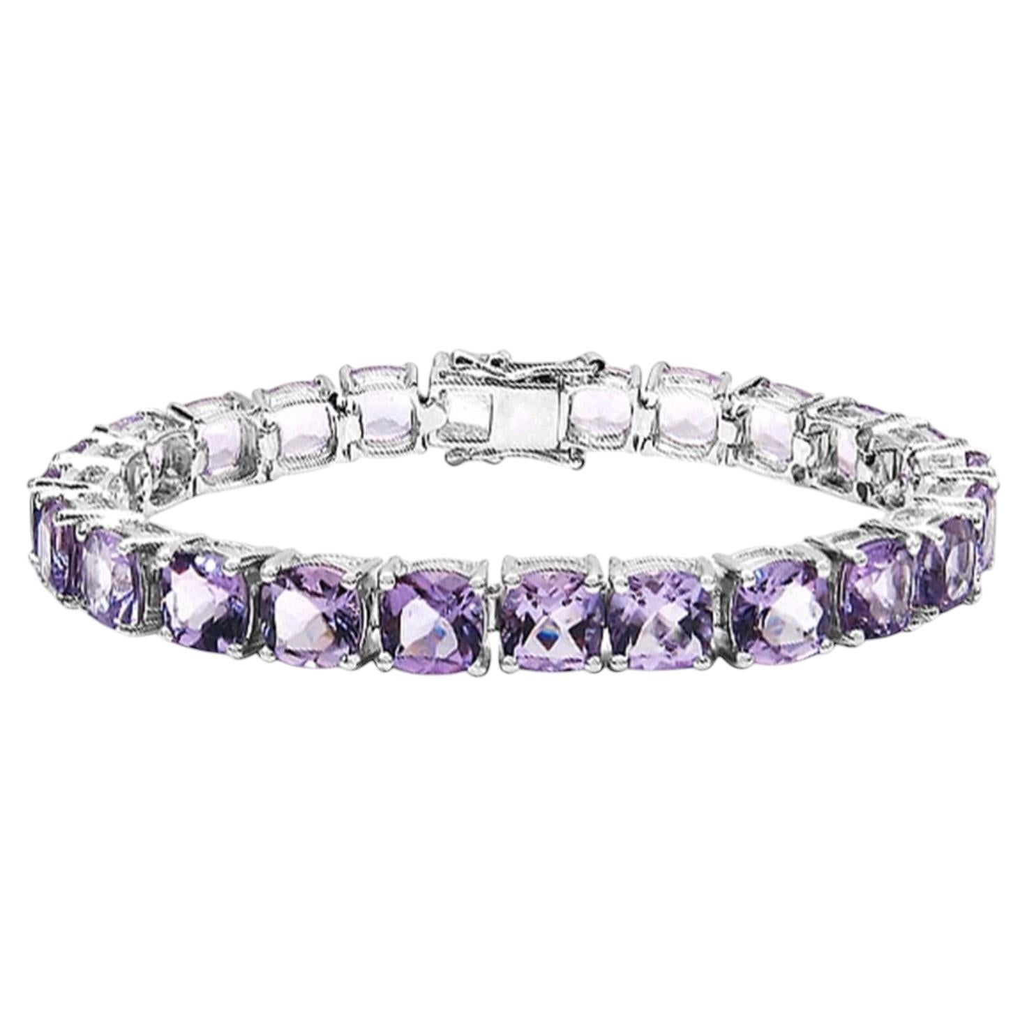 Amethyst Bracelet 28.7 Carats Sterling Silver For Sale