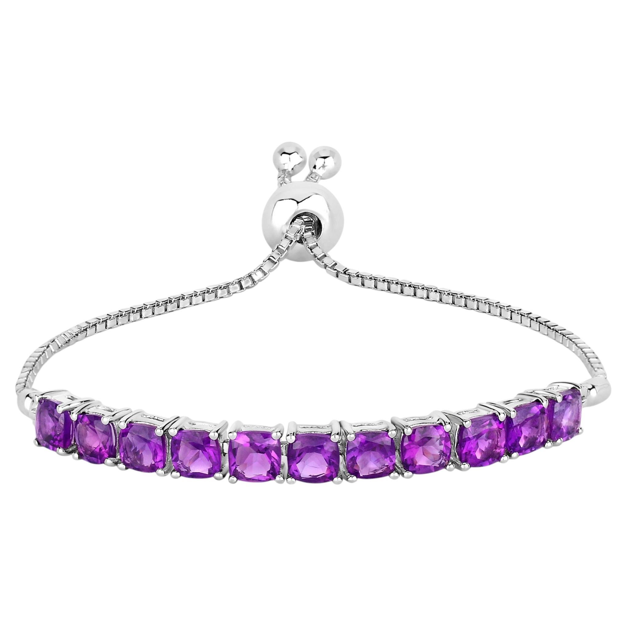 Amethyst Bracelet 6.04 Carats Sterling Silver