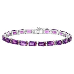 Bracelet Améthyste Grenat Rhodolite 21.8 Carats Argent Sterling