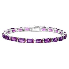 Bracelet Améthyste Grenat Rhodolite 21.8 Carats Argent Sterling