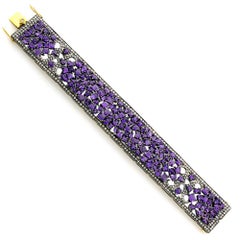 Amethyst-Armband mit Pavé-Diamanten an der Kante aus 18k Gold