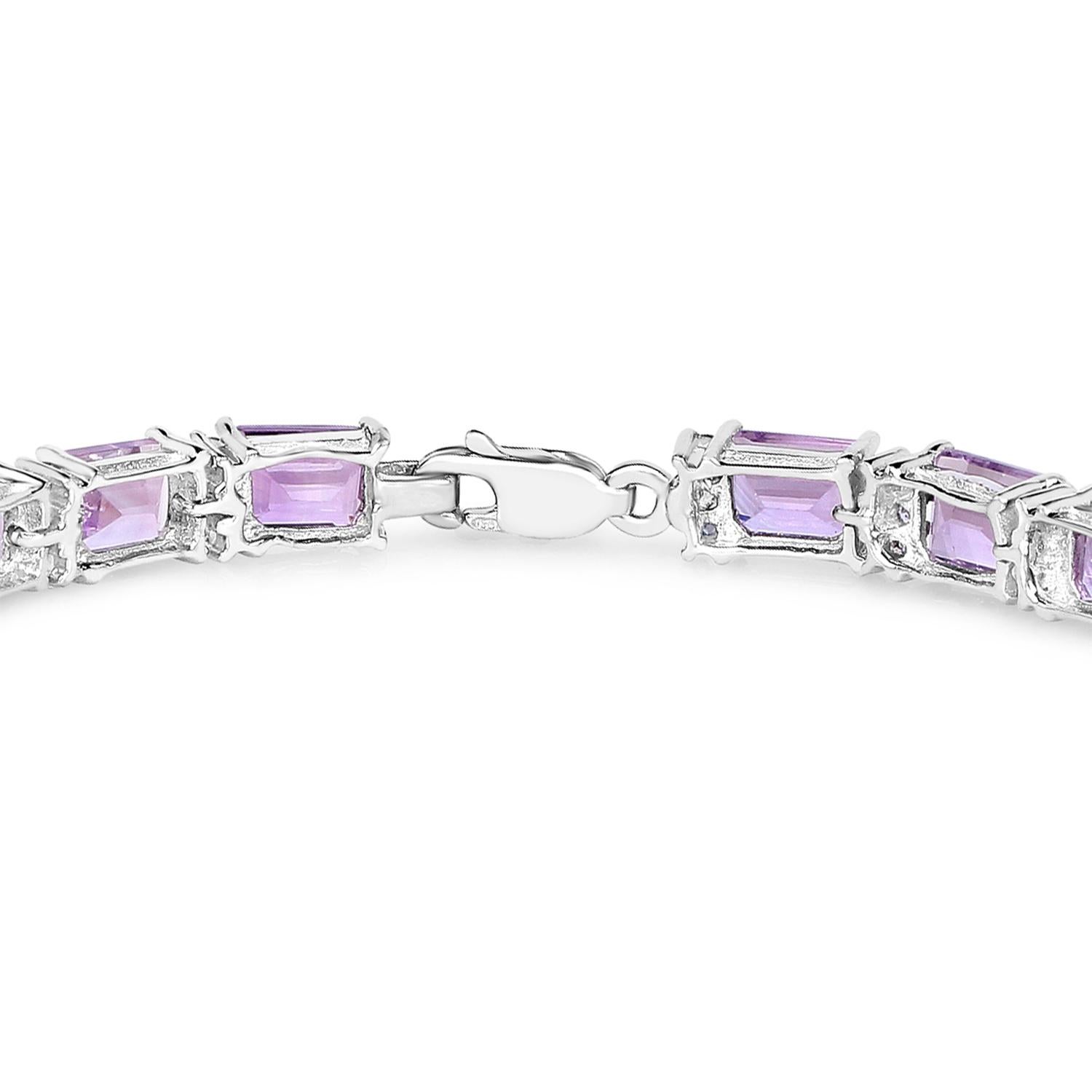 Amethyst Bracelet With Tanzanite 19.19 Carats Rhodium Plated Sterling Silver In Excellent Condition For Sale In Laguna Niguel, CA