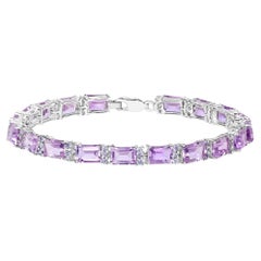 Amethyst Bracelet With Tanzanite 19.19 Carats Rhodium Plated Sterling Silver