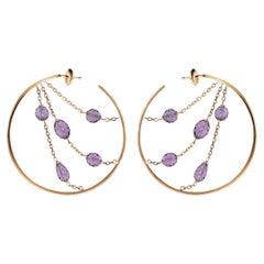 AMETHYST Briolette cut Rose Gold Hoops