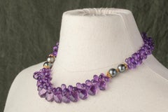Amethyst, Tahitian Pearls & 22K Gold Bead Necklace by Deborah Lockhart Phillips