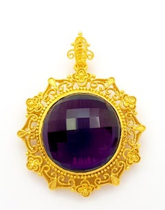 Amethyst Brooch/Pendant set in 18K Gold Settings