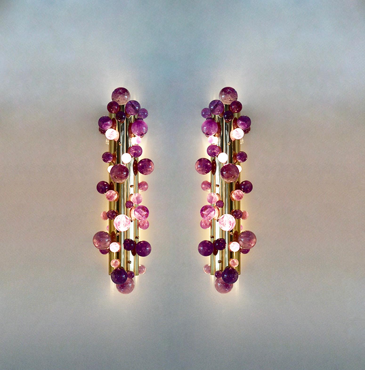 Contemporary Group Of Four Amethyst Bubble Sconces by Phoenix