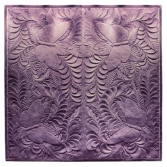 Custom 3D Art Rug "Amethyst Butterflies"  Luxury Purple Art Deco Wool Carpet