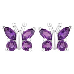 Amethyst Butterfly Earrings 0.98 Carats Sterling Silver