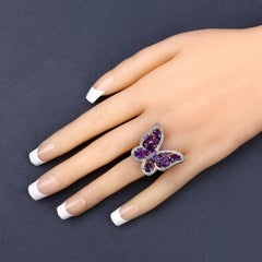 Amethyst-Schmetterlingsring 4.3 Karat Sterlingsilber