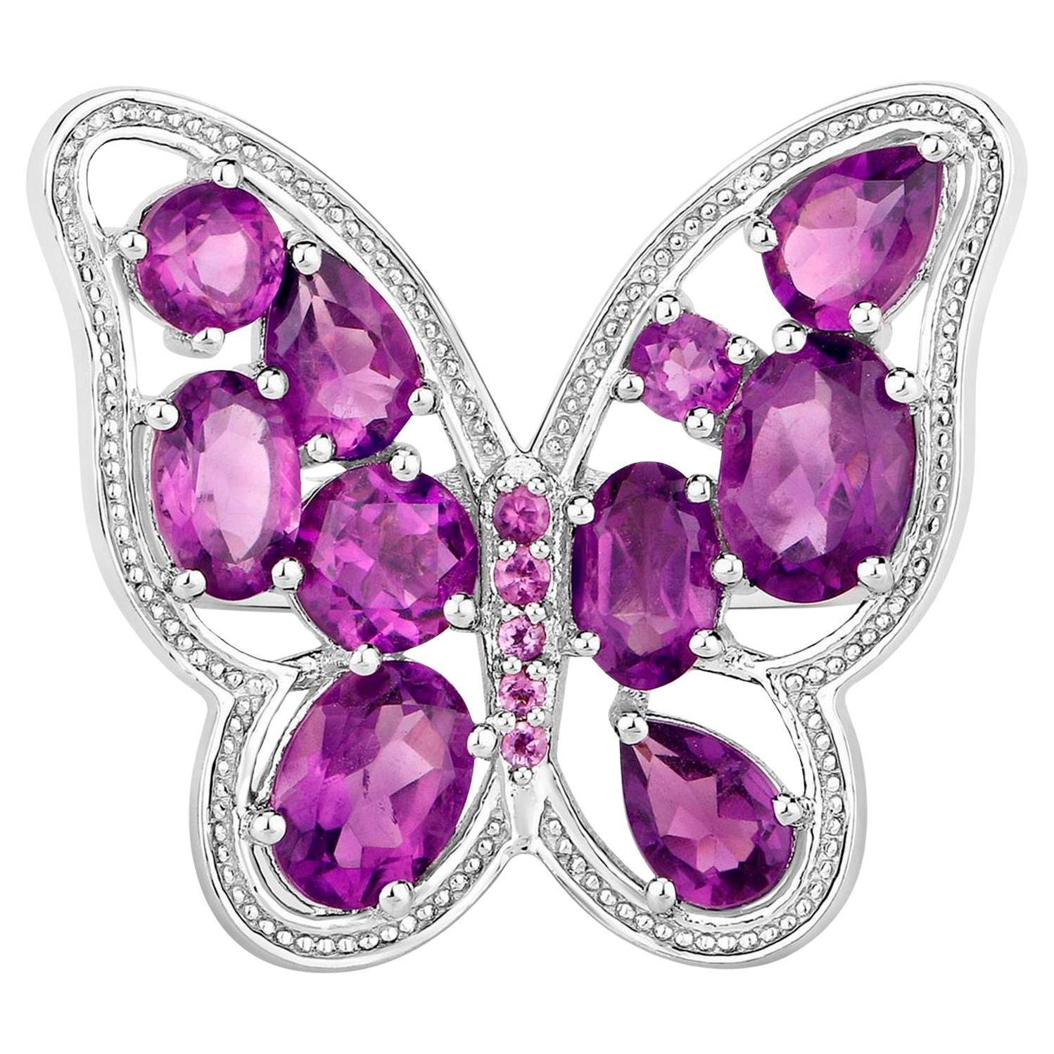 Amethyst Butterfly Ring 4.3 Carats Sterling Silver