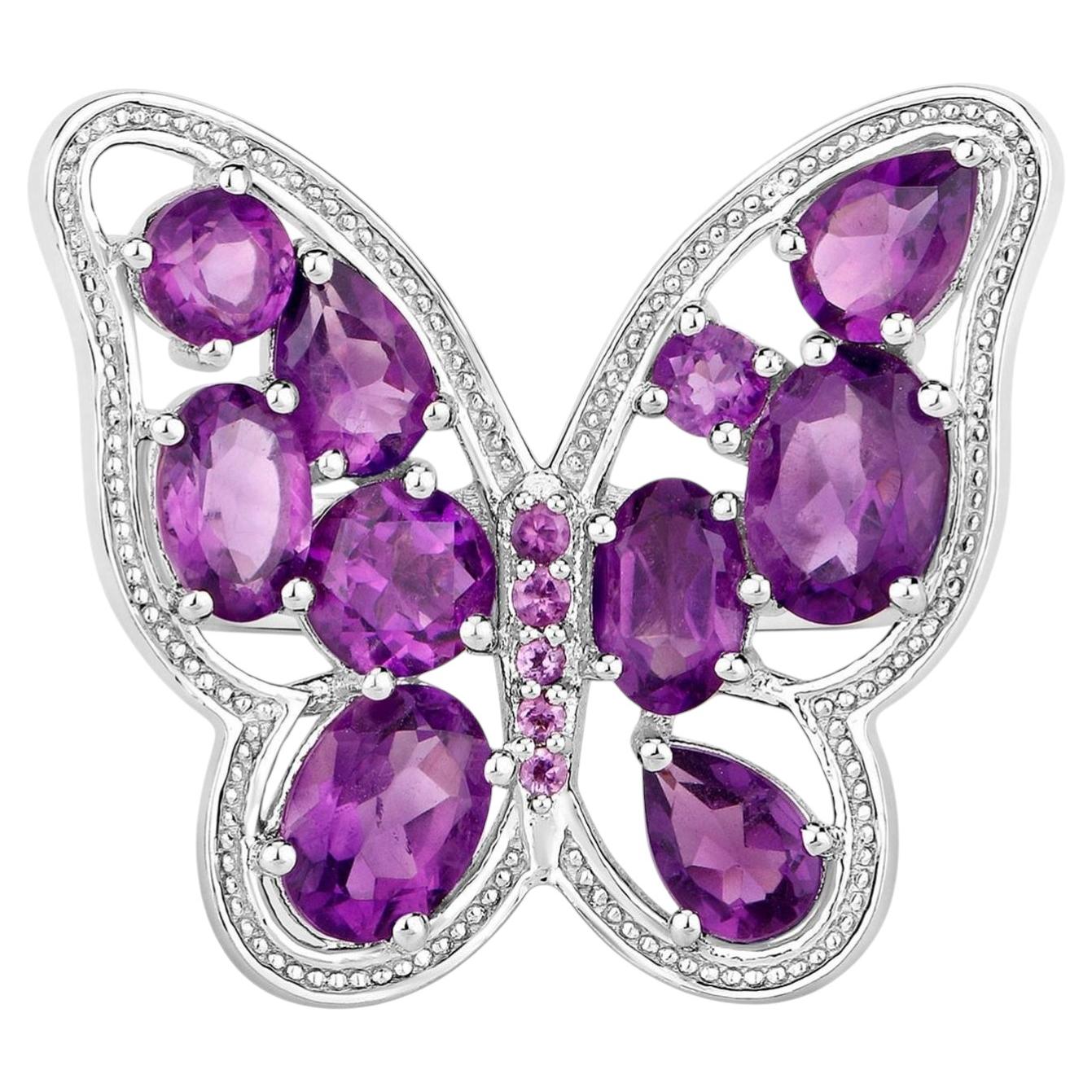 Amethyst Butterfly Ring 4.3 Carats Sterling Silver