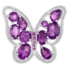 Amethyst-Schmetterlingsring 4.3 Karat Sterlingsilber
