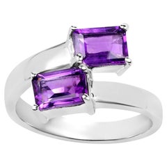 Amethyst Bypass Ring 1.88 Carats Sterling Silver
