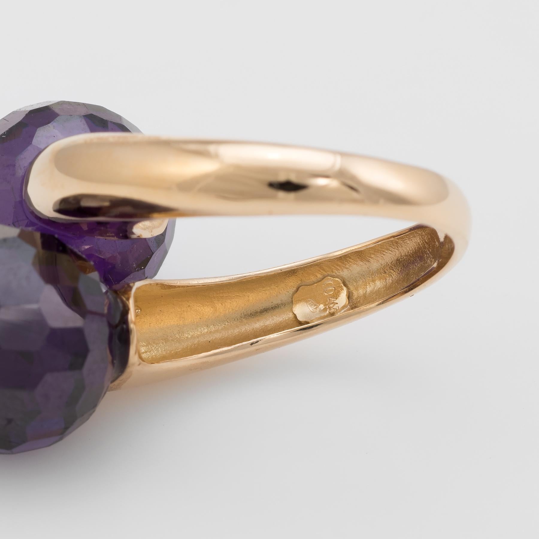 Amethyst Bypass Ring Double Orb Moi et Toi 18k Yellow Gold Vintage Jewelry In Good Condition For Sale In Torrance, CA