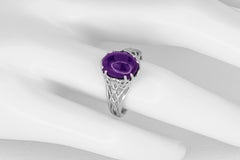 Amethyst cabochon 14k gold ring.