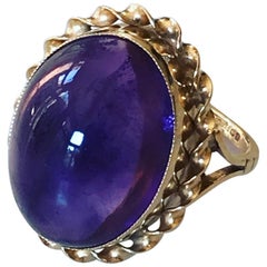 Amethyst Cabochon Cocktail Ring 9 Carat Yellow Gold