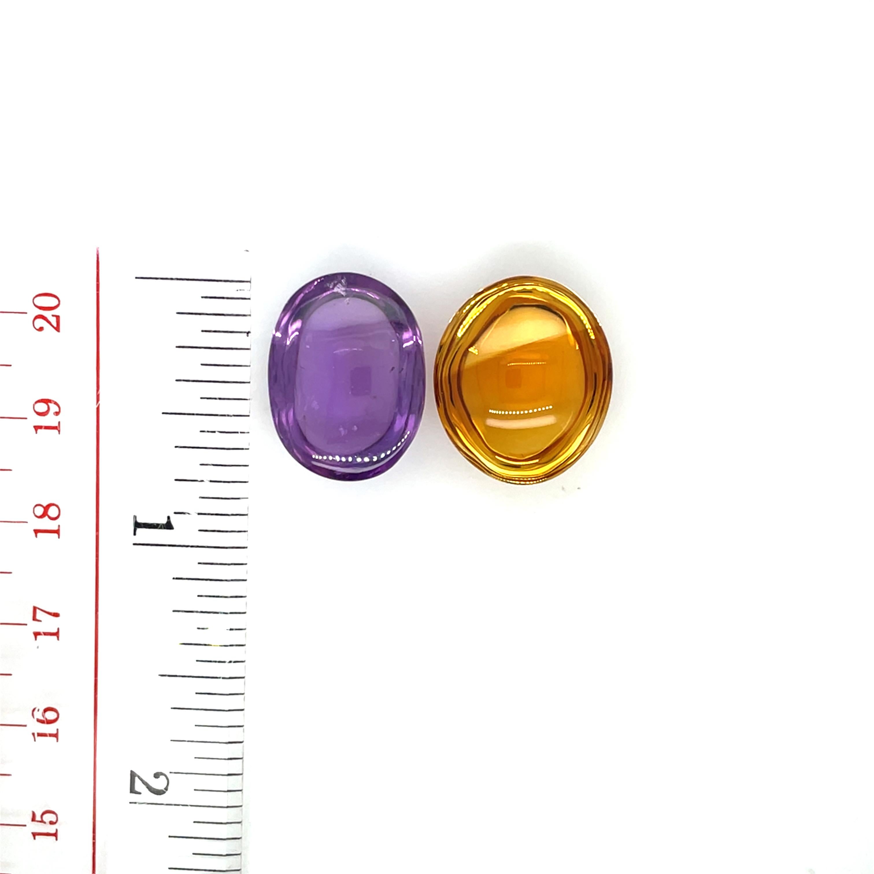 Cabochon di ametista Cts 173,18 e cabochon ovale di citrino Cts 167,82 in vendita 12