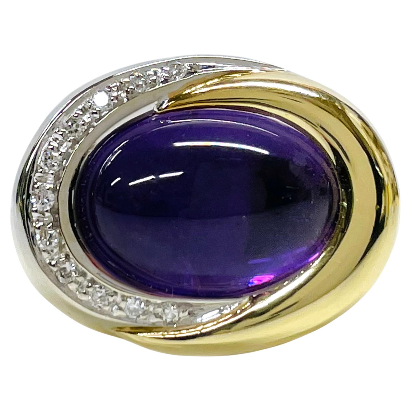 Amethyst Cabochon Diamond Ring