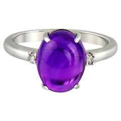 Used Amethyst cabochon ring in 14k gold ring