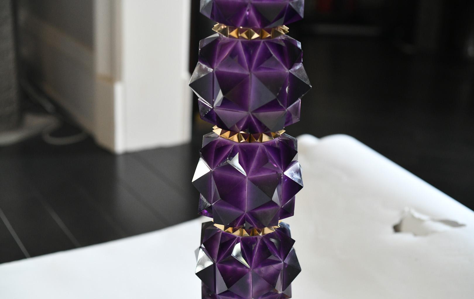 Amethyst Candy I Lamps by Phoenix In Excellent Condition For Sale In New York, NY