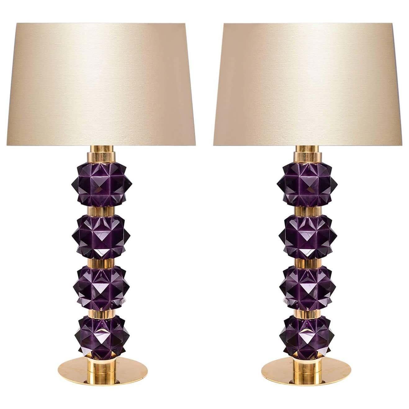 Contemporary Amethyst Candy IV Rock Crystal Quartz Lamps by Phoenix For Sale