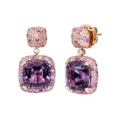Amethyst Candy Ring & Earring Set with Gemstone & Diamond in 18 Karat Rose Gold