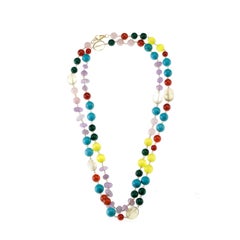 Amethyst Carnelian Turquoise Malaquite Citrine Opal Vermeille Necklace
