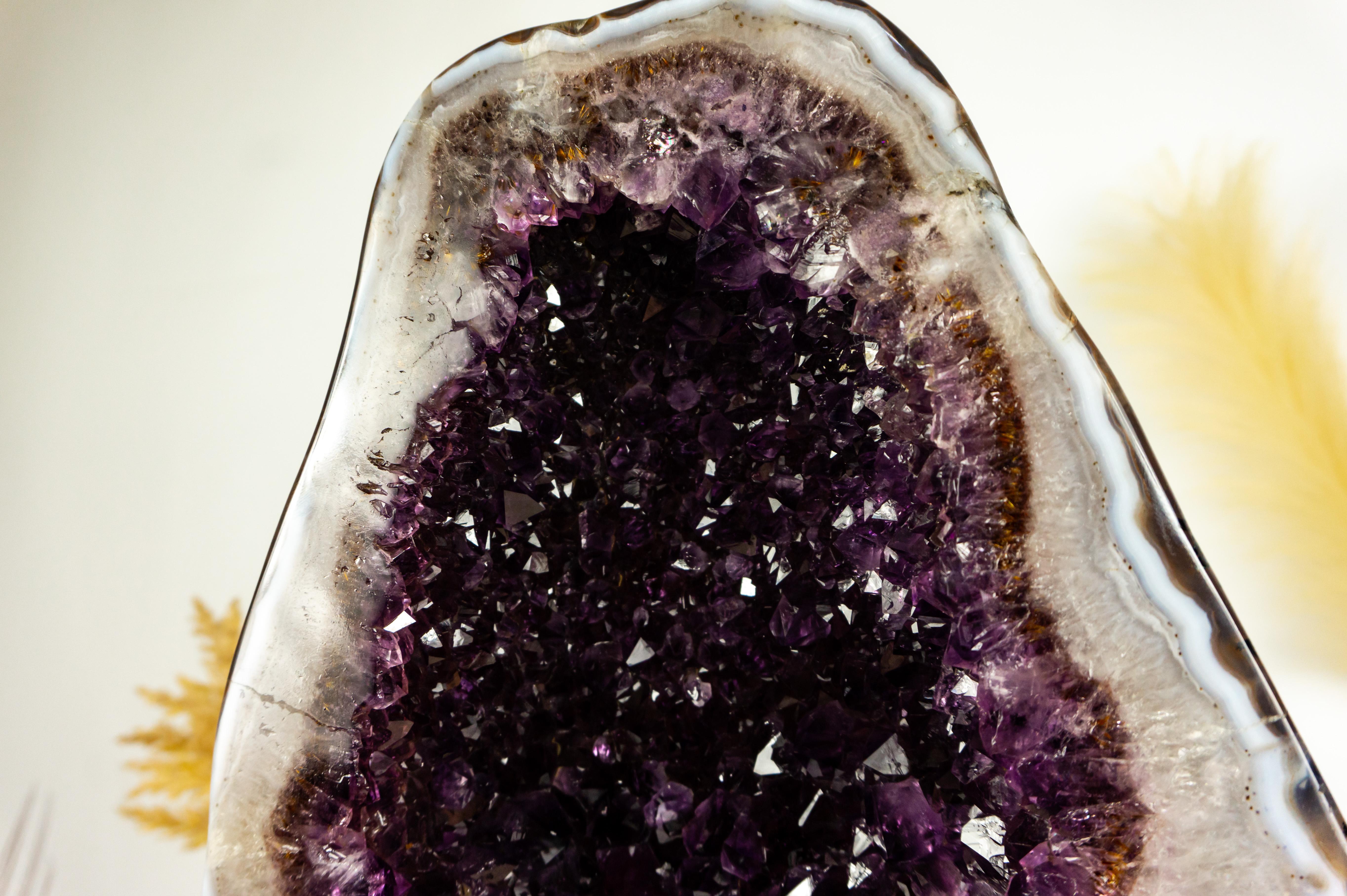 Amethyst Cathedral Geode with AAA Bi-Color Dark Saturated Purple Amethyst Druzy For Sale 2