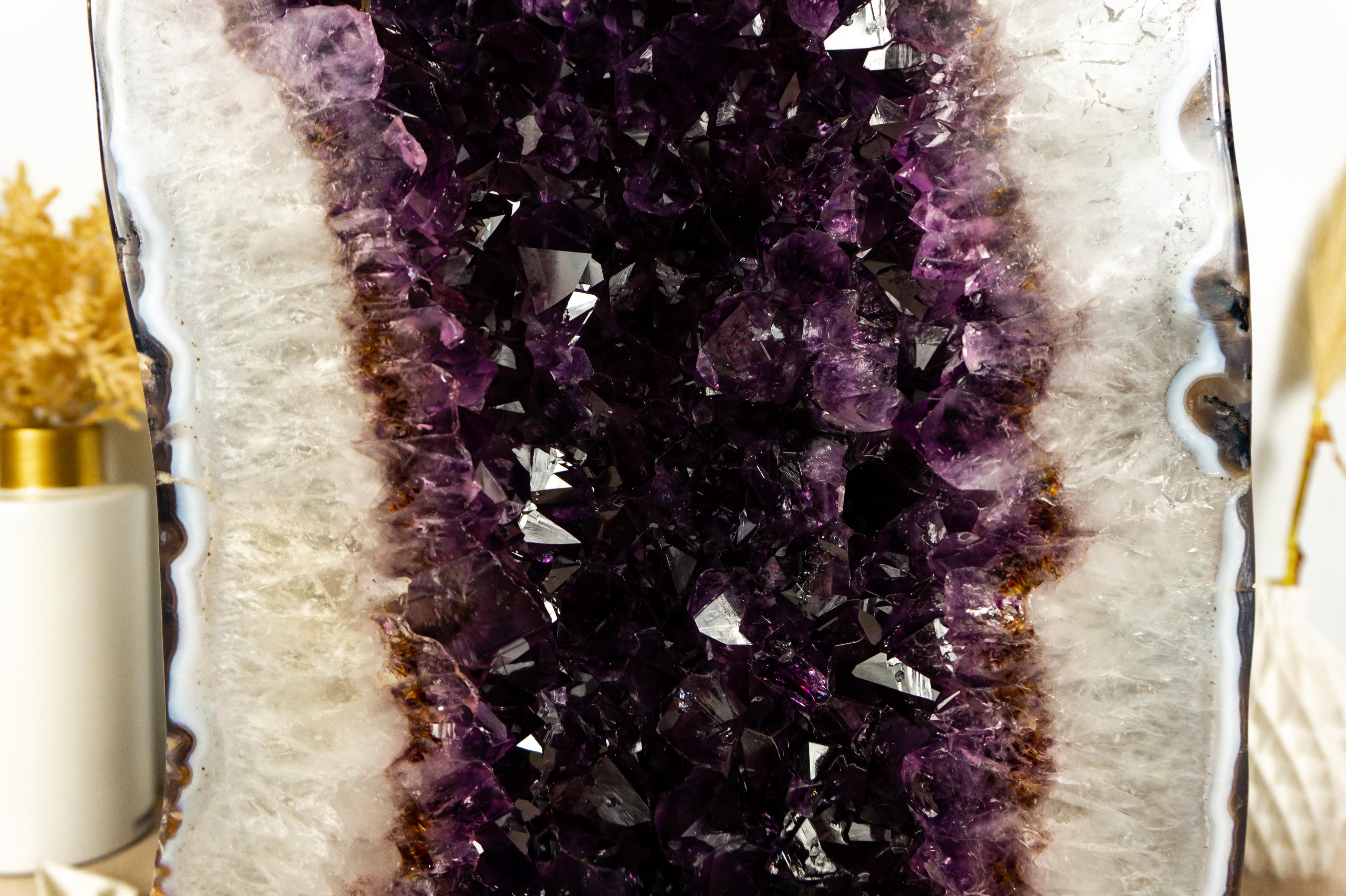 Amethyst Cathedral Geode with AAA Bi-Color Dark Saturated Purple Amethyst Druzy For Sale 4