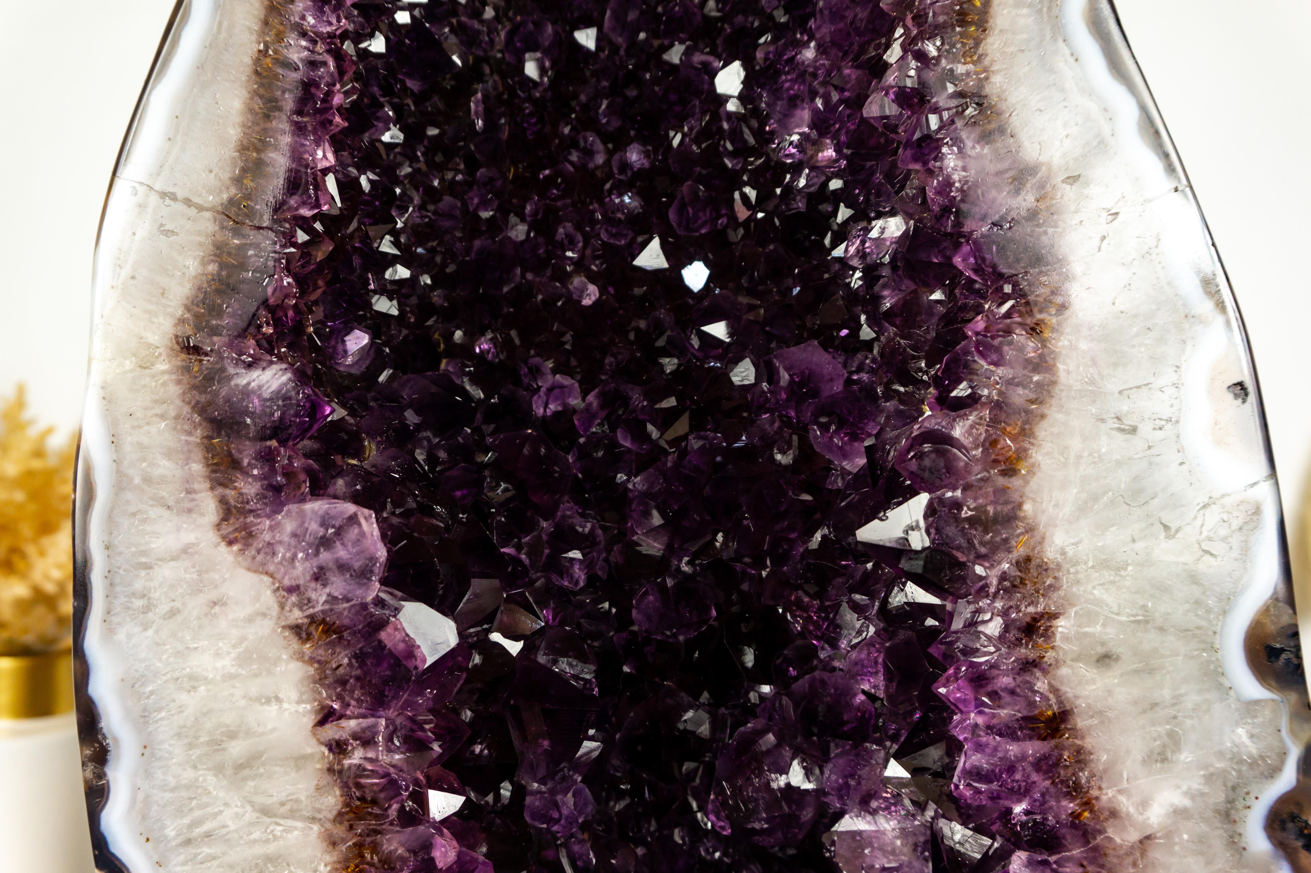 Amethyst Cathedral Geode with AAA Bi-Color Dark Saturated Purple Amethyst Druzy For Sale 5