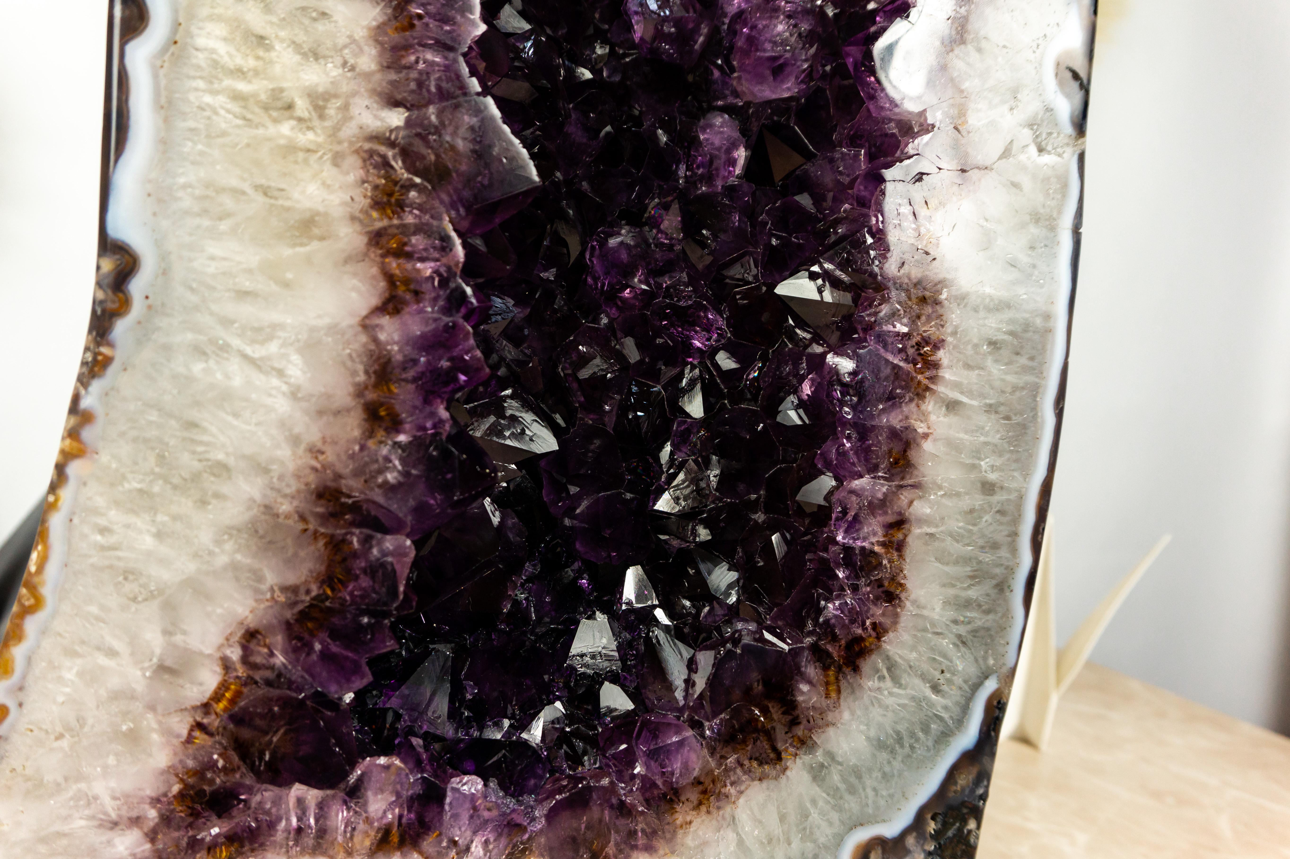 Amethyst Cathedral Geode with AAA Bi-Color Dark Saturated Purple Amethyst Druzy For Sale 1
