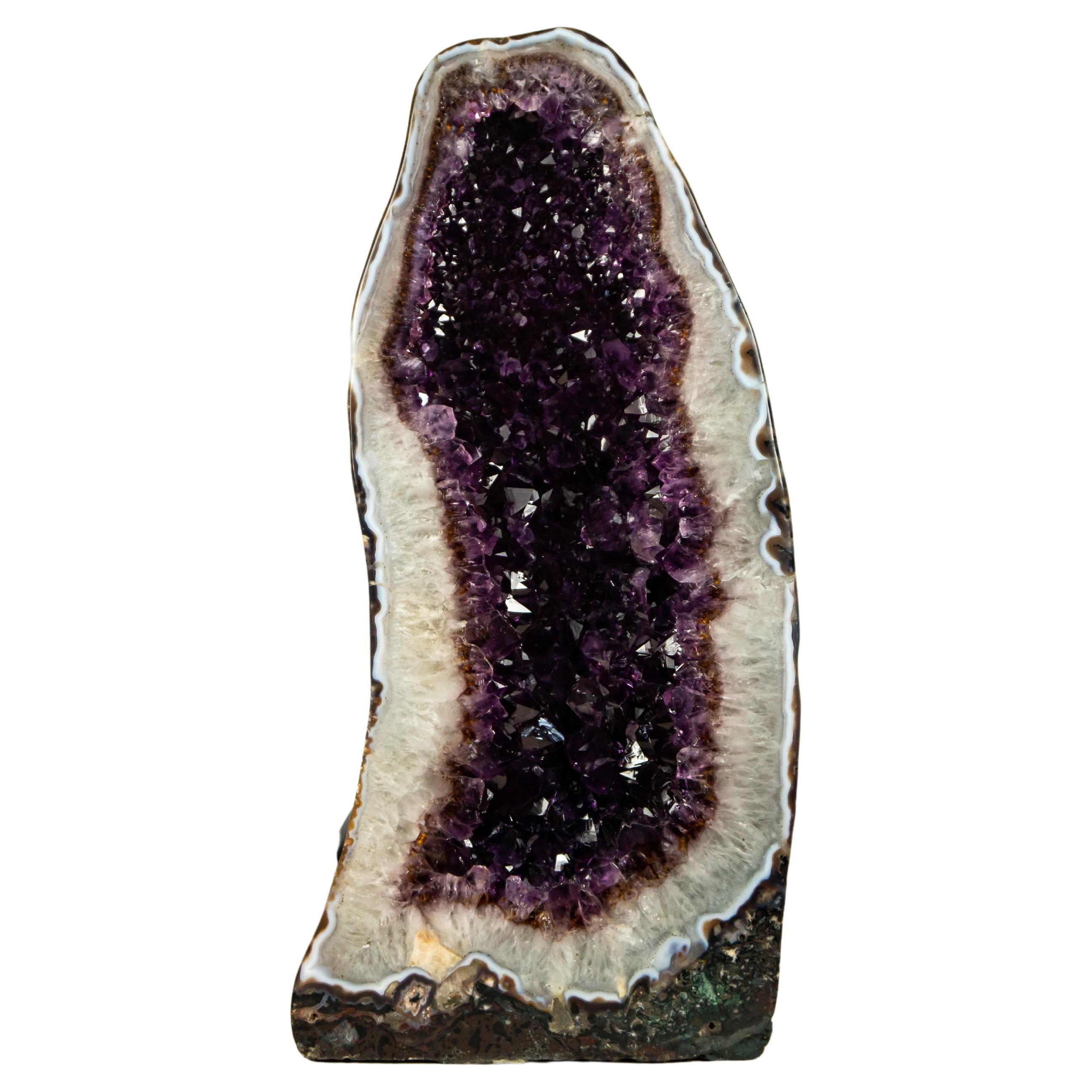 Amethyst Cathedral Geode with AAA Bi-Color Dark Saturated Purple Amethyst Druzy For Sale