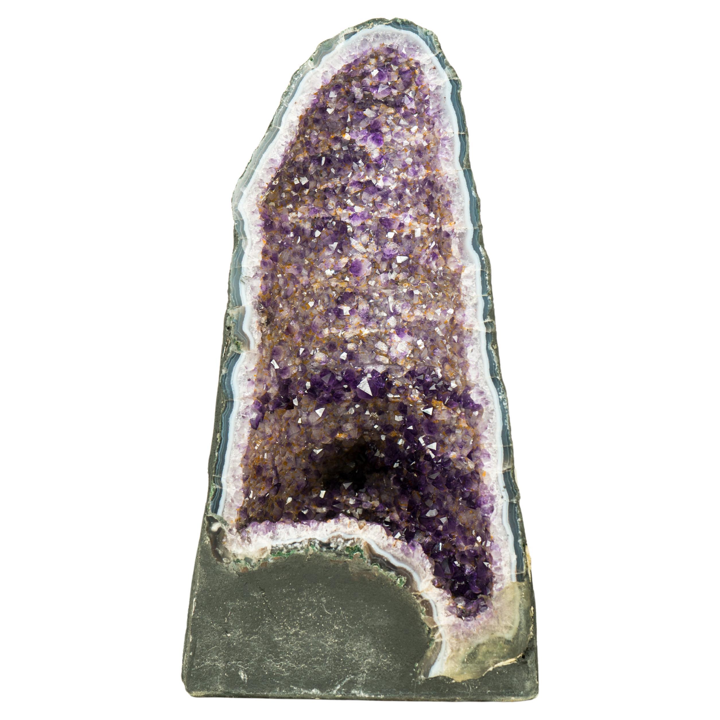 Amethyst Cathedral Geode with Rare Bi-Color Druzy Formation 