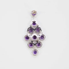 21.5 Carat Amethyst Chandelier Gold Statement Earrings Estate Fine Jewelry