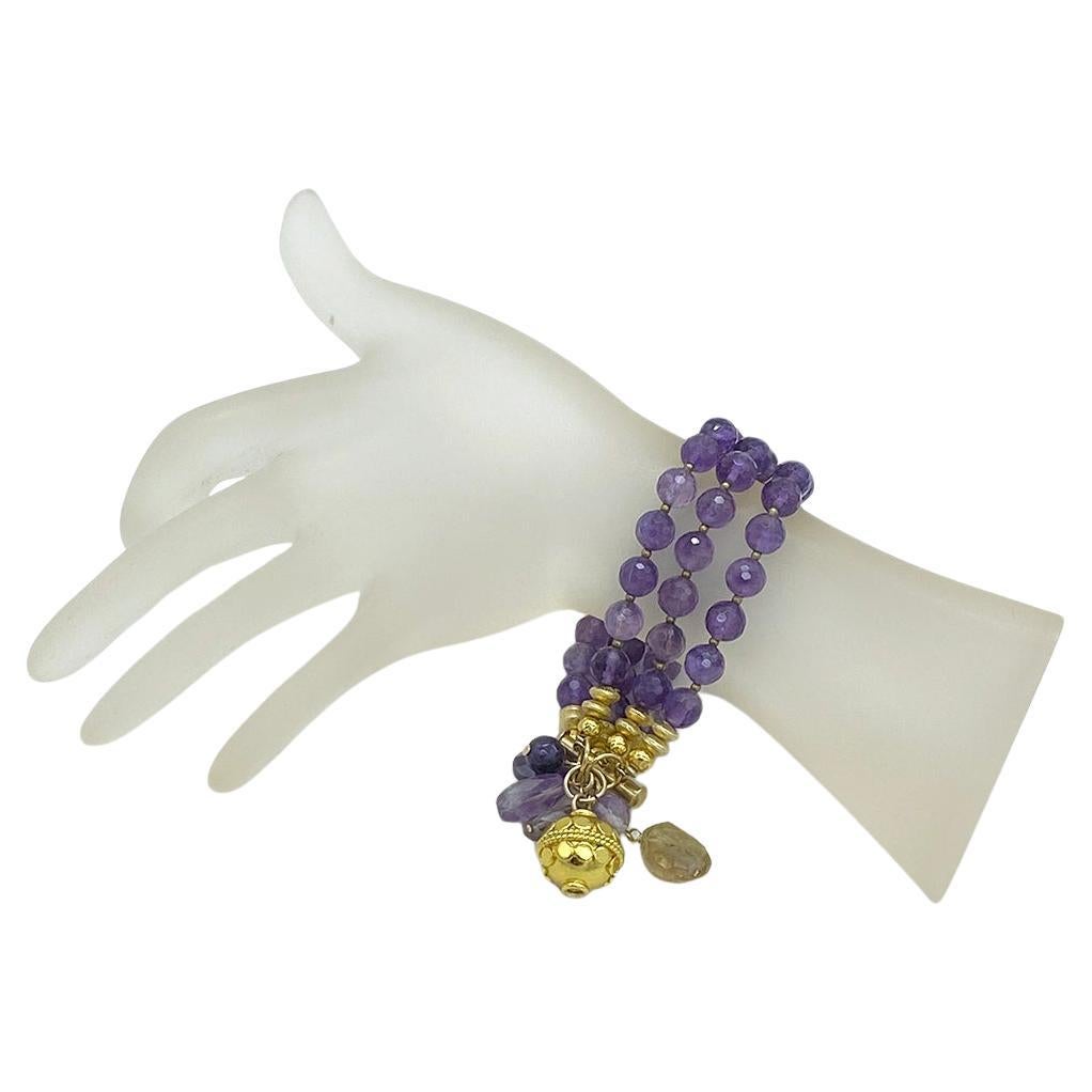 Perlina Bracciale con charme di ametista in vendita