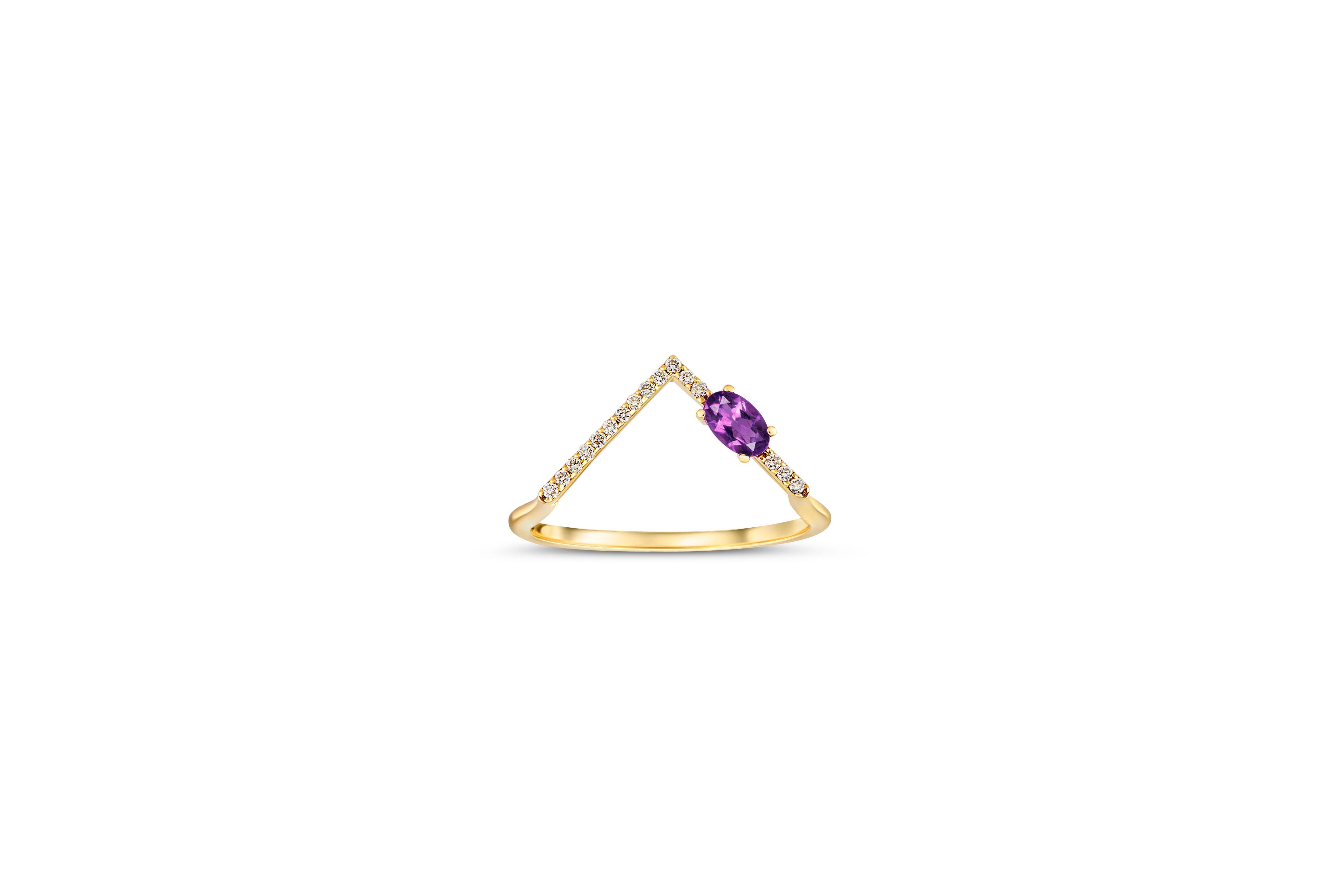For Sale:  Amethyst chevron 14k gold ring. 3
