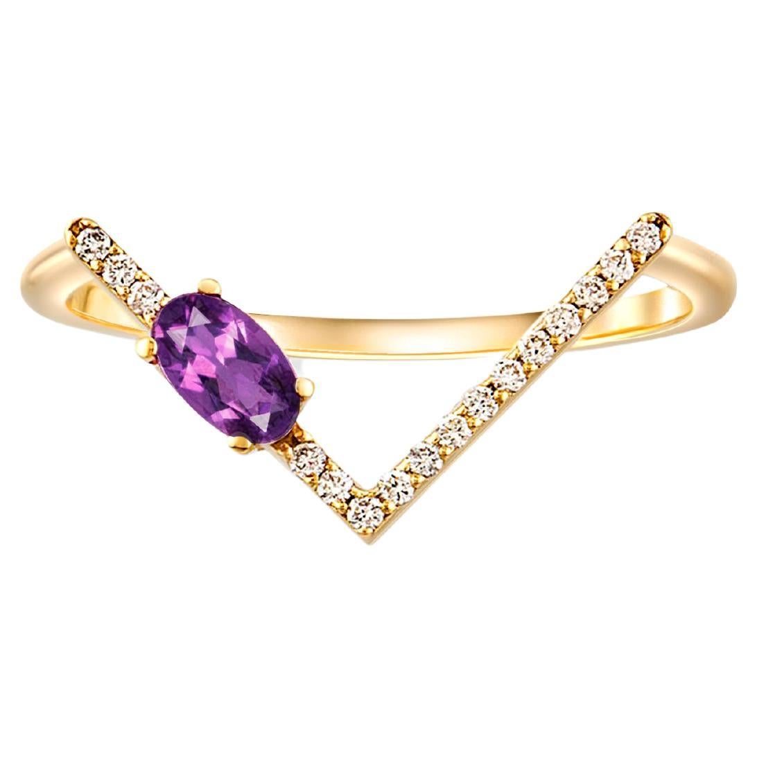 For Sale:  Amethyst chevron 14k gold ring.