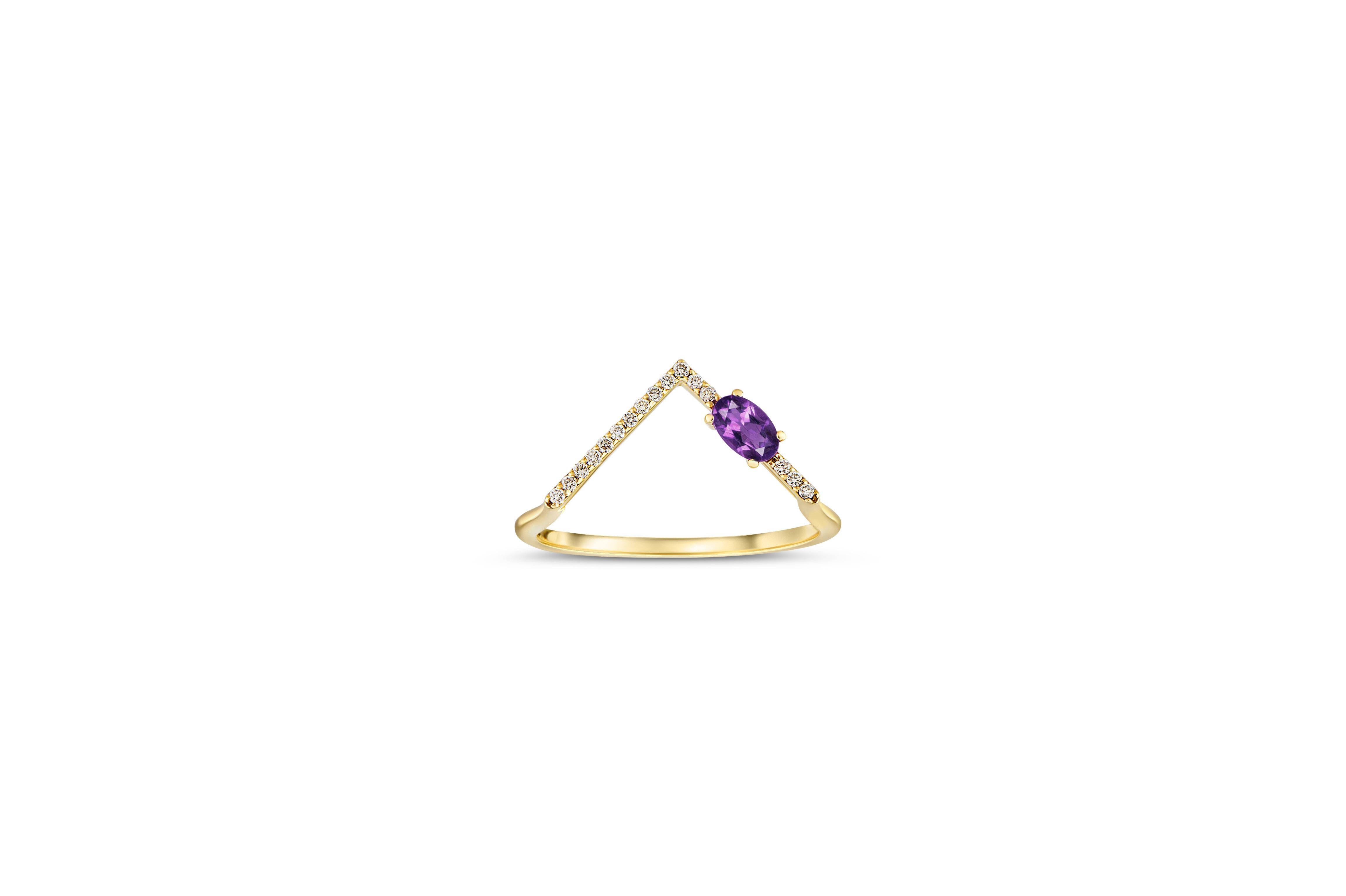 Im Angebot: Amethyst chevron ring. () 2