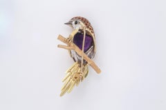 Amethyst Chickadee Brooch by Wolf
