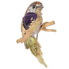 Amethyst Chickadee Brooch by Wolf
