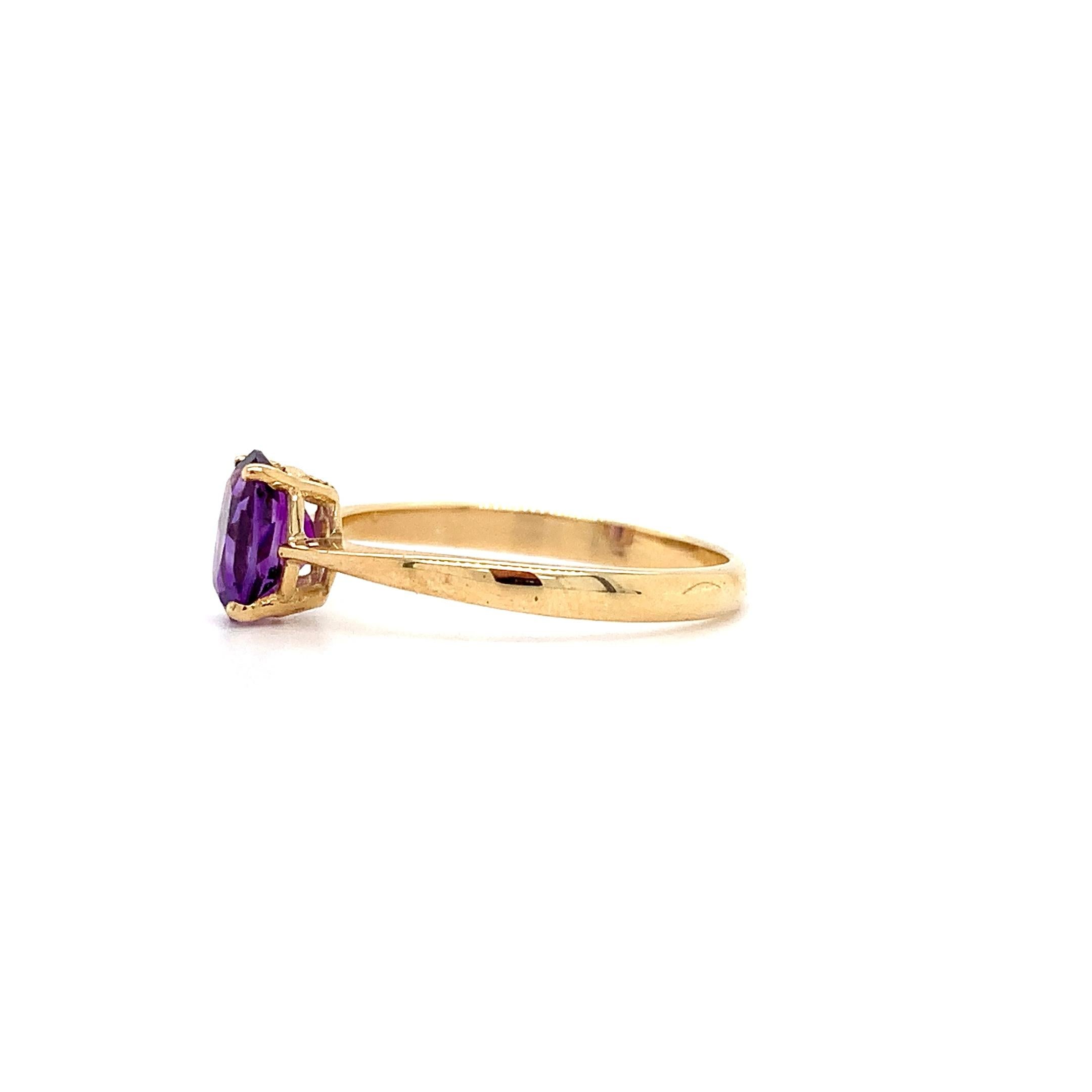 Amethyst Verlobungsring mit Solitär aus Gelbgold Damen im Angebot