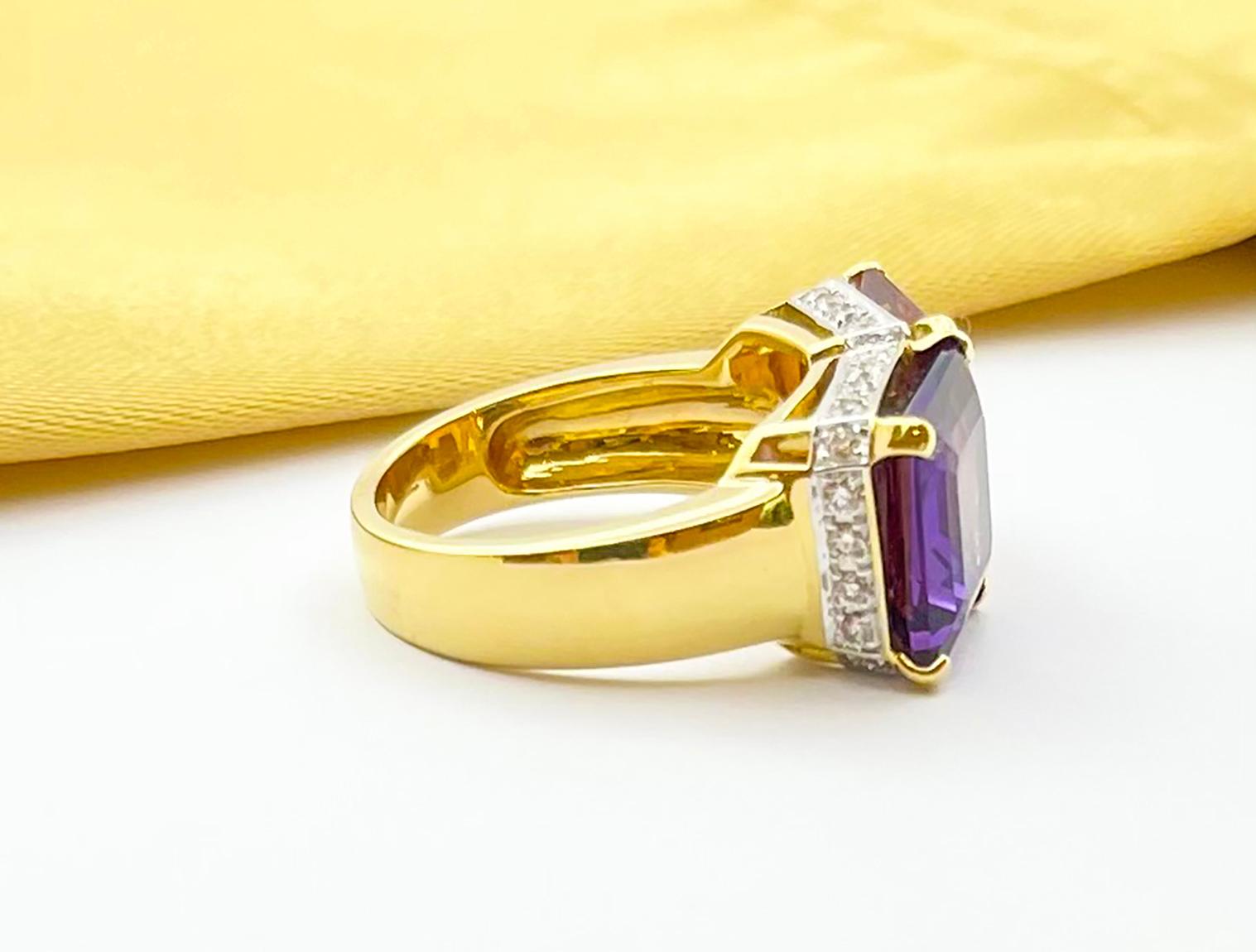 Amethyst, Citrine and Brown Diamond Ring set in 18K Gold Settings For Sale 6
