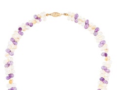 Amethyst and Citrine Briolette Necklace, 14 Karat Yellow Gold