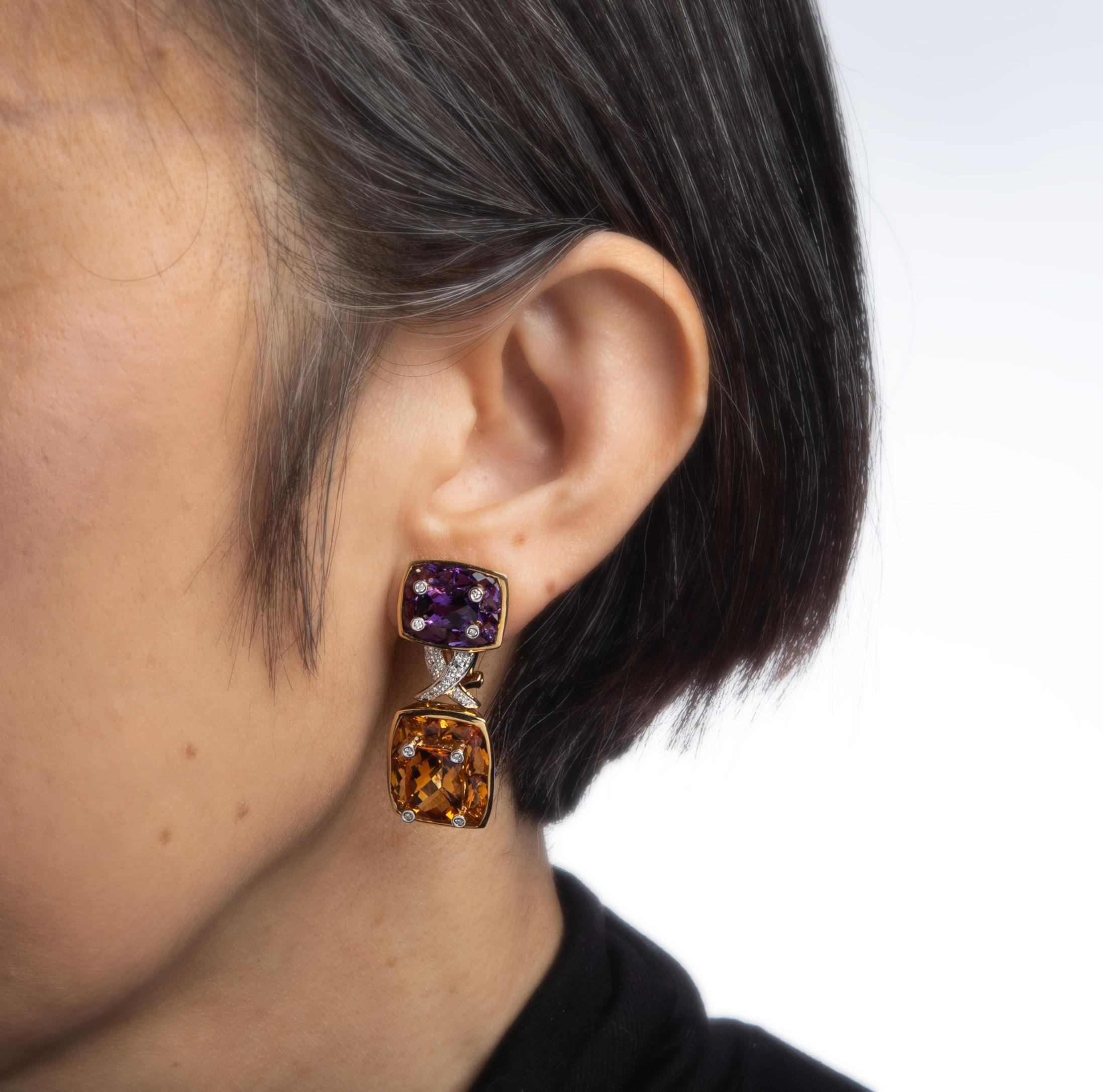 amethyst and citrine earrings