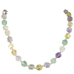 Amethyst Citrine Lemon Quartz Rose Quartz Prehnite Silver Necklace